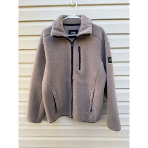 Abercrombie & Fitch YPB Sherpa Teddy Fleece Zip Jacket Cozy Taupe Small